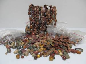 lot 279 image: INCREDIBLE Large Lapidary Genuine JASPER & other Stone Beads etc #2