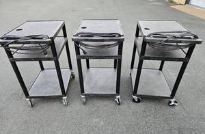 lot 301 image: Lot of 3 Multi-Tier Rolling AV Cart wOutlet #1