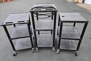 lot 302 image: Lot of 3 Multi-Tier Rolling AV Cart wOutlet #2