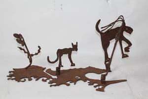 lot 14 image: Rustic Metal Art Sculpture with Animal and Flower Motifs