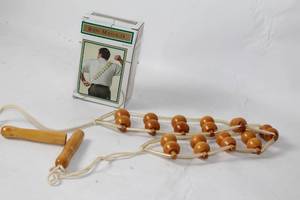lot 36 image: Wooden Handheld Back Massager with Natural Finish