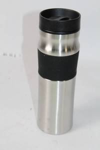 lot 39 image: Stainless Steel Thermal Travel Mug with Black Grip