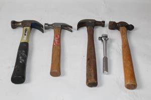 lot 42 image: Mixed Lot of 5 Hammers and Ratchet Tool Set