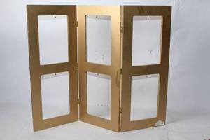 lot 48 image: Gold Tri-Fold Photo Collage Frame with Hinges