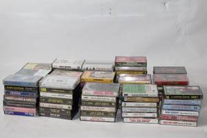 lot 99 image: Collection of 50 Classic Audio Cassette Tapes with Various Artists and Genres