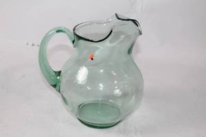 lot 117 image: Hand-Blown Green Glass Pitcher
