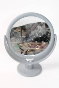 lot 140 image: Gray 10-Inch Diameter Rotating Vanity Mirror