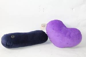lot 154 image: Set of 2 Plush Neck Support Pillows - Purple and Navy