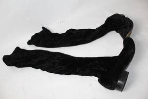 lot 167 image: Pair of Vintage Black Velvet Tall Boots