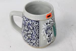 lot 207 image: Vintage Ceramic Mug with Blue and White Ornate Design