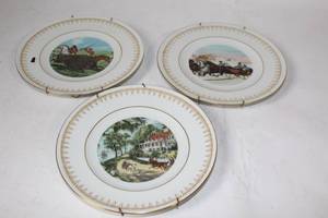 lot 225 image: Set of 3 Limited Edition Currier & Ives Decorative Plates by Bing & Grondahl
