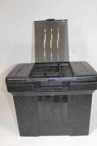 lot 233 image: Black Speckled Storage Tote Box with Locking Handle