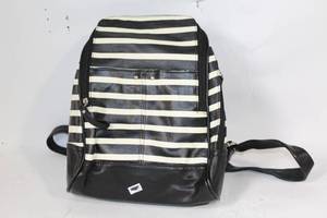 lot 246 image: Striped Black and White Backpack with Adjustable Straps