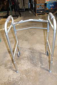 lot 275 image: Medline Silver Folding Walker with Wheels