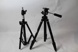 lot 312 image: Set of 2 Adjustable Black Tripods for Cameras or Lighting Equipment