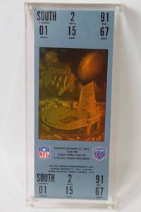 lot 349 image: Super Bowl XXV Ticket Souvenir in Acrylic Display Case
