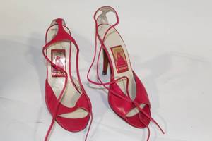 lot 435 image: Jonak Paris Red Leather Heeled Sandals Size 5.5 M