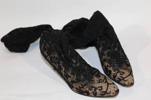 lot 437 image: Pair of Italian Black Lace Leather Heeled Shoes, Size 6M