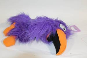 lot 444 image: Plush Springy Purple Bird Dog Toy with Pull Handle