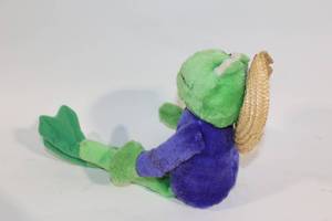 lot 447 image: Vintage Plush Frog Toy with Straw Hat