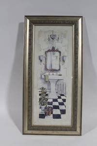 lot 455 image: Framed Bathroom Scene Artwork by C. Winterle Olson