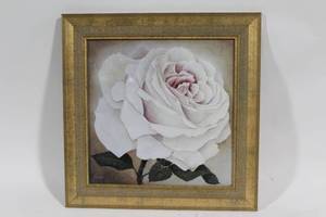 lot 457 image: Galleys Framed Floral Artwork with Gold Frame