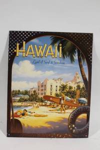 lot 461 image: Hawaii Metal Wall Sign - Land of Surf & Sunshine Design
