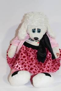 lot 469 image: Cute Plush Poodle Toy with Heart-Patterned Skirt