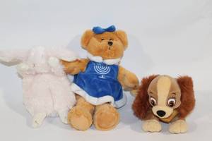 lot 470 image: Set of 3 Plush Toys Teddy Bear, Puppy, and Rabbit