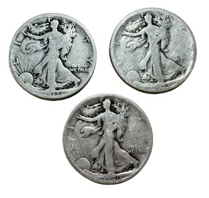 (3) Walking Liberty Half Dollar Coins including a 1923-S Walking Liberty Half Dollar  Coin