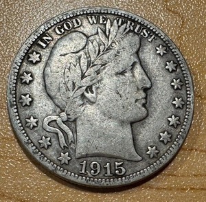 lot 5 image: 1915 Barber Half Dollar Silver Coin