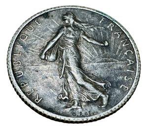 lot 26 image: 1917 French 1 Franc Coin in Circulated Condition