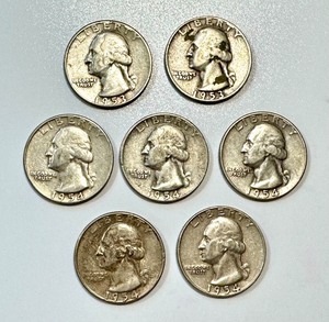 lot 47 image: Set of 7 Circulated Washington Quarters 1953-1954
