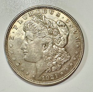 lot 5A image: 1921 Morgan Silver Dollar Coin in Very Good Condition