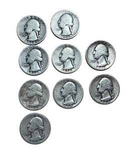 lot 58 image: Lot of 10 Washington Silver Quarters (1934-1939)