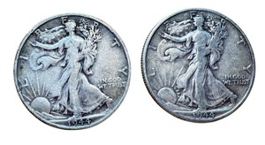 lot 8J image: 1944 Walking Liberty Half Dollar Coins - Set of 2