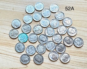 lot 52A image: Collection of 34 Vintage Roosevelt Dimes (1946-1966)
