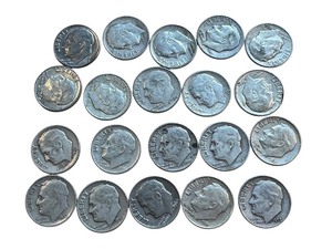 lot 56A image: Collection of 20 Vintage U.S. Roosevelt Dimes (1946-1978)