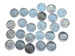 lot 62 image: Collection of 30 Roosevelt Dimes Mix of Years and Conditions