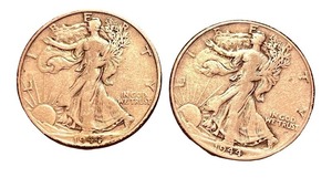 lot 8L image: 1944 Walking Liberty Half Dollars - Set of 2 Silver Coins