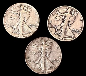 lot 22L image: Collection of 3 Walking Liberty Half Dollars - 1941