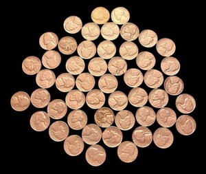 lot 30L image: Collection of Vintage Jefferson Nickels with Monticello Design