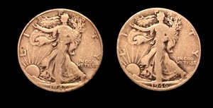 lot 31L image: 1946 and 1947 Walking Liberty Half Dollar Coins - Set of 2