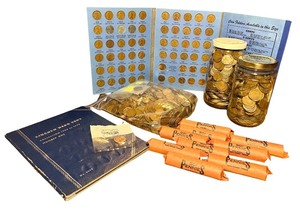 lot 49L image: Large Collection of Wheat Pennies with Albums, Rolls, and Jars