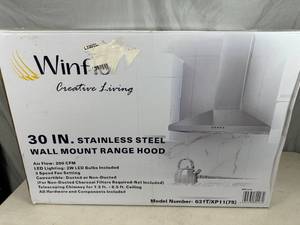 lot 24 image: New Winflo Stainless Steel 30 In Wall Mount Range Hood