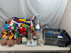 lot 88 image: Candles, Dish Rack, Multi Country Flags, Household, and More