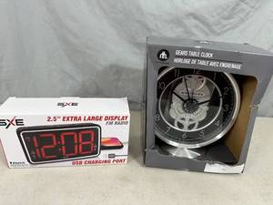 lot 107 image: New Table Clock and Digital Clock with USB Charging