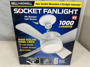 lot 157 image: New Socket Fan Light with Remote