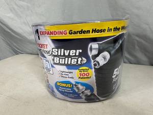 lot 170 image: New Pocket Hose Silver Bullet 50 ft Expanding Garden Hose