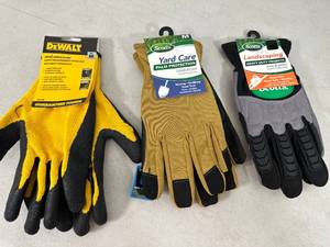 lot 181 image: New Dewalt and Scotts Brand Work Gloves  Gardening Gloves